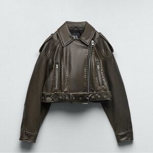 Zara Women's Olive Leather Jacket